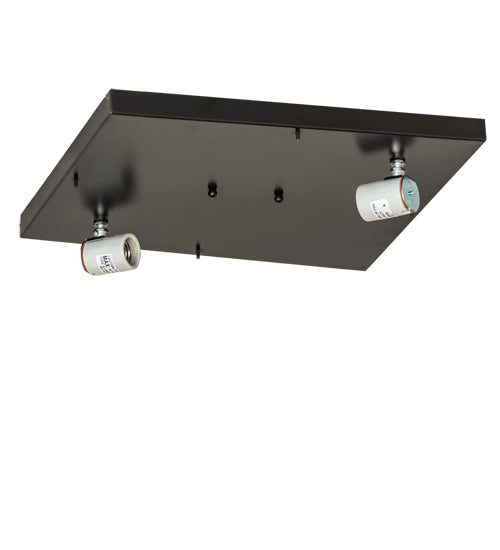 Meyda Lighting Hyde Park 21" 2-Light Craftsman Brown "T" Mission Flush Mount Light With Travertine Idalight & Beige Iridiscent Shade