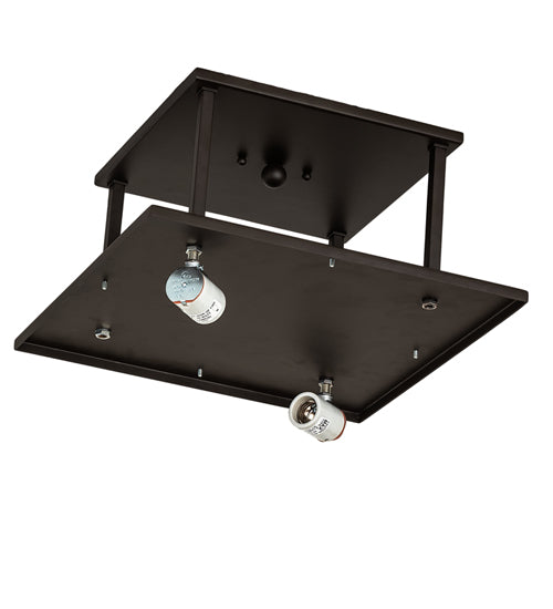 Meyda Lighting Hyde Park 21" 2-Light Oil Rubbed Bronze "T" Mission Flush Mount Light With Beige & Amber Mica Shade Glass