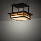 Meyda Lighting Hyde Park 21" 2-Light Oil Rubbed Bronze "T" Mission Flush Mount Light With Beige & Amber Mica Shade Glass