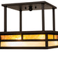 Meyda Lighting Hyde Park 21" 2-Light Oil Rubbed Bronze "T" Mission Flush Mount Light With Beige & Amber Mica Shade Glass
