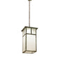 Meyda Lighting Hyde Park 21" Craftsman Verdigris "T" Mission Pendant Light With Frosted Seeded Shade Glass
