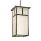 Meyda Lighting Hyde Park 21" Craftsman Verdigris "T" Mission Pendant Light With Frosted Seeded Shade Glass