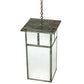 Meyda Lighting Hyde Park 21" Craftsman Verdigris "T" Mission Pendant Light With Frosted Seeded Shade Glass