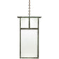 Meyda Lighting Hyde Park 21" Craftsman Verdigris "T" Mission Pendant Light With Frosted Seeded Shade Glass