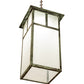 Meyda Lighting Hyde Park 21" Craftsman Verdigris "T" Mission Pendant Light With Frosted Seeded Shade Glass