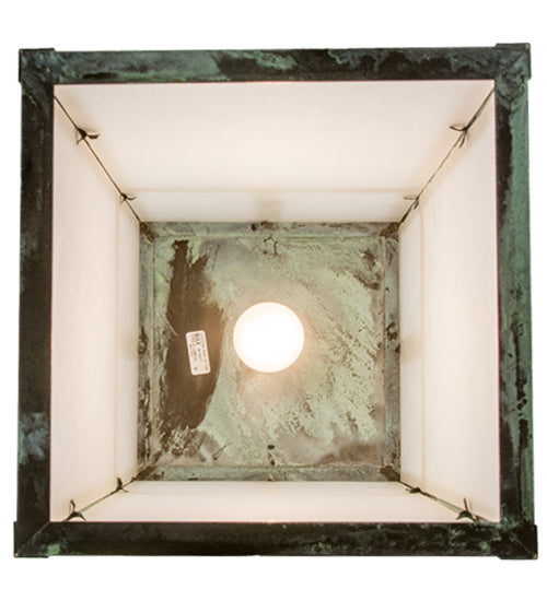 Meyda Lighting Hyde Park 21" Verdigris "T" Mission Pendant Light With Frosted Seeded Shade Glass