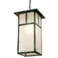 Meyda Lighting Hyde Park 21" Verdigris "T" Mission Pendant Light With Frosted Seeded Shade Glass