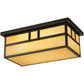 Meyda Lighting Hyde Park 22" 2-Light Craftsman Brown Double Bar Mission Flush Mount Light With Beige Art Shade Glass