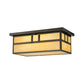 Meyda Lighting Hyde Park 22" 2-Light Craftsman Brown Double Bar Mission Flush Mount Light With Beige Art Shade Glass