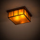 Meyda Lighting Hyde Park 23" 2-Light Vintage Copper Double Bar Mission Flush Mount Light With Amber Mica Shade Glass