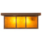 Meyda Lighting Hyde Park 23" 2-Light Vintage Copper Double Bar Mission Flush Mount Light With Amber Mica Shade Glass