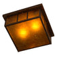 Meyda Lighting Hyde Park 23" 2-Light Vintage Copper Double Bar Mission Flush Mount Light With Amber Mica Shade Glass