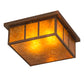 Meyda Lighting Hyde Park 23" 2-Light Vintage Copper Double Bar Mission Flush Mount Light With Amber Mica Shade Glass