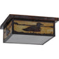 Meyda Lighting Hyde Park 23" 2-Light Vintage Copper Loon Flush Mount Light With Frosted Seeded & Beige Art Shade Glass