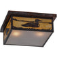 Meyda Lighting Hyde Park 23" 2-Light Vintage Copper Loon Flush Mount Light With Frosted Seeded & Beige Art Shade Glass