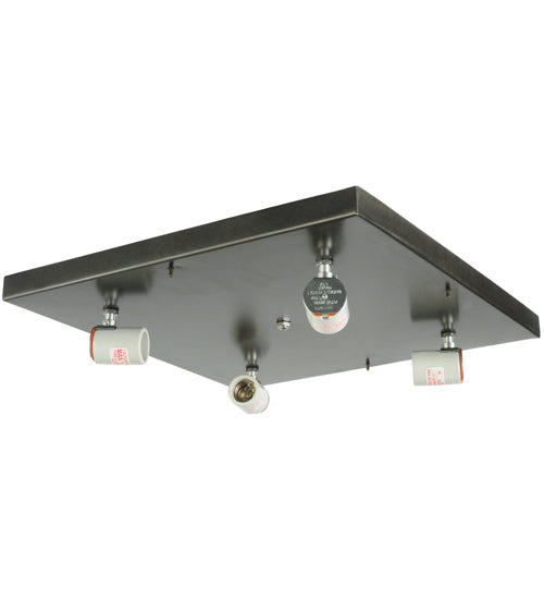 Meyda Lighting Hyde Park 23" 4-Light Craftsman Brown Double Bar Mission Flush Mount Light With Beige Art Shade Glass