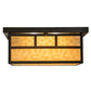 Meyda Lighting Hyde Park 23" 4-Light Craftsman Brown Double Bar Mission Flush Mount Light With Beige Art Shade Glass