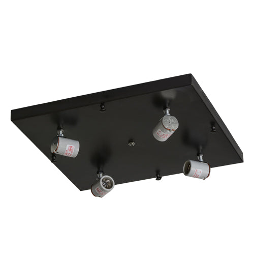 Meyda Lighting Hyde Park 23" 4-Light Craftsman Brown Double Bar Mission Flush Mount Light With Beige Art Shade Glass