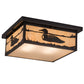 Meyda Lighting Hyde Park 23" 4-Light Craftsman Brown Loon Flush Mount Light With Sahara Taupe & Frosted Rainstone Idalight Shade