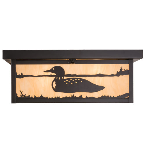 Meyda Lighting Hyde Park 23" 4-Light Craftsman Brown Loon Flush Mount Light With Sahara Taupe & Frosted Rainstone Idalight Shade