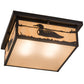 Meyda Lighting Hyde Park 23" 4-Light Craftsman Brown Loon Flush Mount Light With Sahara Taupe & Frosted Rainstone Idalight Shade