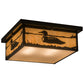 Meyda Lighting Hyde Park 23" 4-Light Craftsman Brown Loon Flush Mount Light With Sahara Taupe & Frosted Rainstone Idalight Shade
