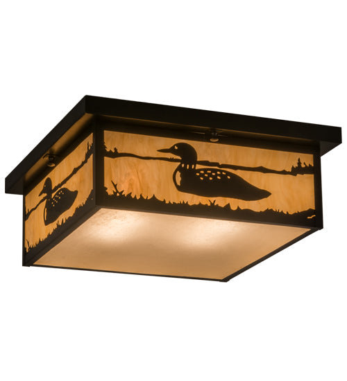 Meyda Lighting Hyde Park 23" 4-Light Craftsman Brown Loon Flush Mount Light With Sahara Taupe & Frosted Rainstone Idalight Shade