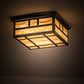 Meyda Lighting Hyde Park 23" 4-Light Craftsman Verdigris Double Bar Mission Flush Mount Light With Travertine Idalight Shade