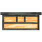 Meyda Lighting Hyde Park 23" 4-Light Craftsman Verdigris Double Bar Mission Flush Mount Light With Travertine Idalight Shade