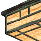 Meyda Lighting Hyde Park 23" 4-Light Craftsman Verdigris Double Bar Mission Flush Mount Light With Travertine Idalight Shade