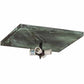 Meyda Lighting Hyde Park 23" 4-Light Craftsman Verdigris Double Bar Mission Flush Mount Light With Travertine Idalight Shade