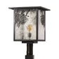 Meyda Lighting Hyde Park 23" Craftsman Brown Winter Pine Outdoor Post Mount Light With Clear Leaf Shade Glass