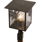 Meyda Lighting Hyde Park 23" Craftsman Brown Winter Pine Outdoor Post Mount Light With Clear Leaf Shade Glass