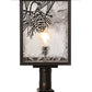Meyda Lighting Hyde Park 23" Craftsman Brown Winter Pine Outdoor Post Mount Light With Clear Leaf Shade Glass