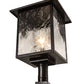 Meyda Lighting Hyde Park 23" Craftsman Brown Winter Pine Outdoor Post Mount Light With Clear Leaf Shade Glass