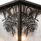 Meyda Lighting Hyde Park 23" Craftsman Brown Winter Pine Outdoor Post Mount Light With Clear Leaf Shade Glass