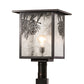 Meyda Lighting Hyde Park 23" Craftsman Brown Winter Pine Outdoor Post Mount Light With Clear Leaf Shade Glass