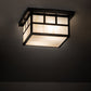 Meyda Lighting Hyde Park 232171 17" 2-Light Craftsman Brown Double Bar Mission Flush Mount Light With Beige Sahara Taupe Idalight Shade