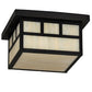 Meyda Lighting Hyde Park 232171 17" 2-Light Craftsman Brown Double Bar Mission Flush Mount Light With Beige Sahara Taupe Idalight Shade
