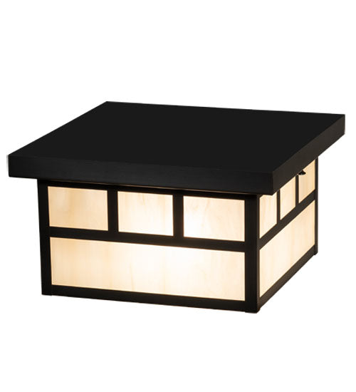 Meyda Lighting Hyde Park 232171 17" 2-Light Craftsman Brown Double Bar Mission Flush Mount Light With Beige Sahara Taupe Idalight Shade