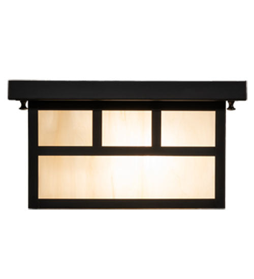 Meyda Lighting Hyde Park 232171 17" 2-Light Craftsman Brown Double Bar Mission Flush Mount Light With Beige Sahara Taupe Idalight Shade