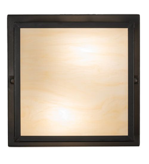 Meyda Lighting Hyde Park 232171 17" 2-Light Craftsman Brown Double Bar Mission Flush Mount Light With Beige Sahara Taupe Idalight Shade