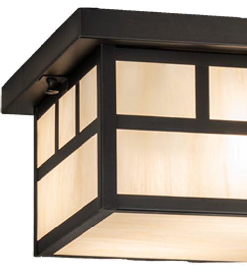Meyda Lighting Hyde Park 232171 17" 2-Light Craftsman Brown Double Bar Mission Flush Mount Light With Beige Sahara Taupe Idalight Shade