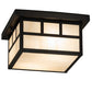Meyda Lighting Hyde Park 232171 17" 2-Light Craftsman Brown Double Bar Mission Flush Mount Light With Beige Sahara Taupe Idalight Shade