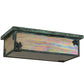 Meyda Lighting Hyde Park 24" 3-Light Verdigris Maple Leaf Island Flush Mount Light With Beige Iridescent Art Shade Glass