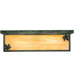 Meyda Lighting Hyde Park 24" 3-Light Verdigris Maple Leaf Island Flush Mount Light With Beige Iridescent Art Shade Glass