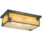 Meyda Lighting Hyde Park 24" 3-Light Verdigris Maple Leaf Island Flush Mount Light With Beige Iridescent Art Shade Glass
