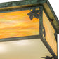 Meyda Lighting Hyde Park 24" 3-Light Verdigris Maple Leaf Island Flush Mount Light With Beige Iridescent Art Shade Glass