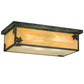 Meyda Lighting Hyde Park 24" 3-Light Verdigris Maple Leaf Island Flush Mount Light With Beige Iridescent Art Shade Glass