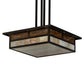 Meyda Lighting Hyde Park 25" 4-Light Antique Copper "T" Mission Pendant Light With Beige Iridescent Shade Glass